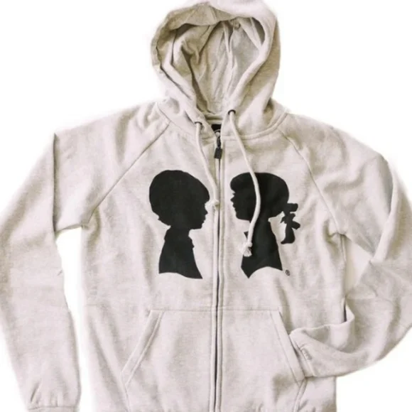 Boy Meets Girl Light Gray Hoodie with Black Silhouette - Picture 2 of 4